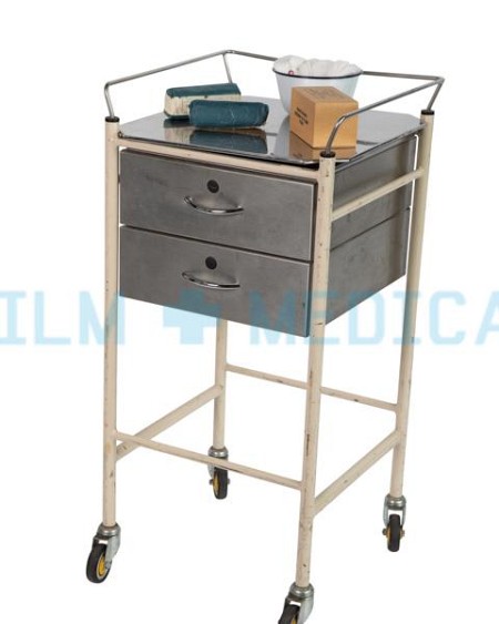 Trolley Square Two Drawer with Rail (Trolley Only)